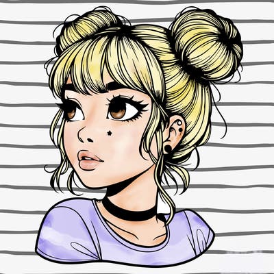 realistic girl with spacebuns