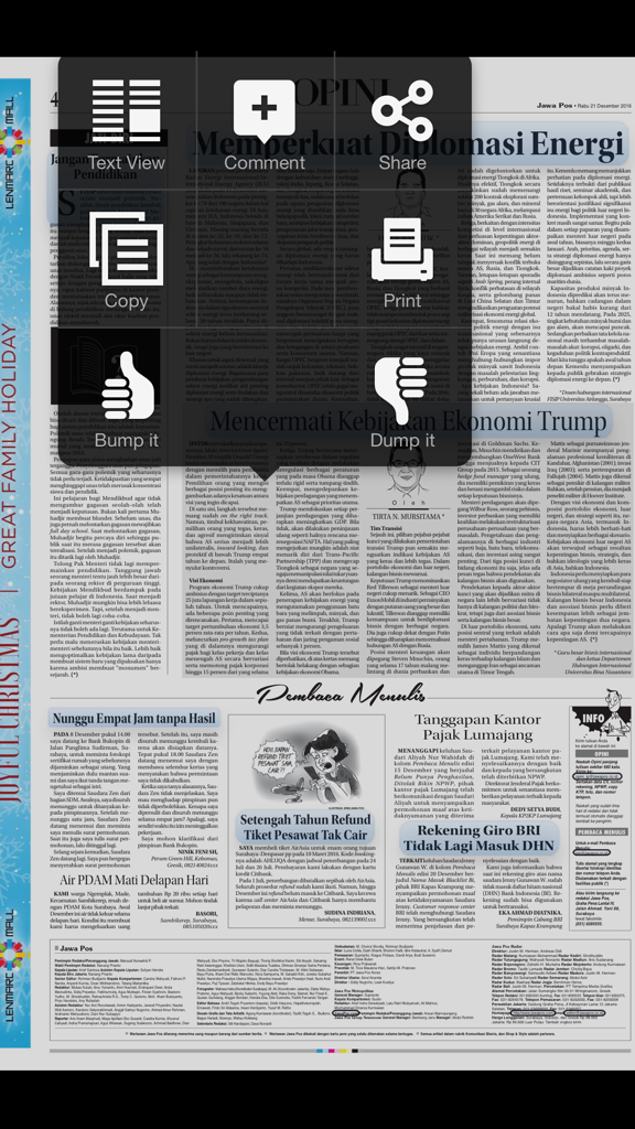 Jawa Pos E-Paper - Jawa Pos E-Paper article view showing digital news layout and interactive reader tools