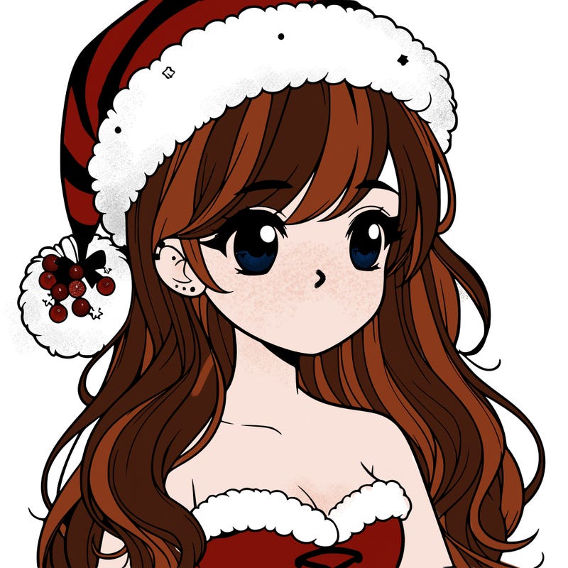 realistic girl dresses up for christmas