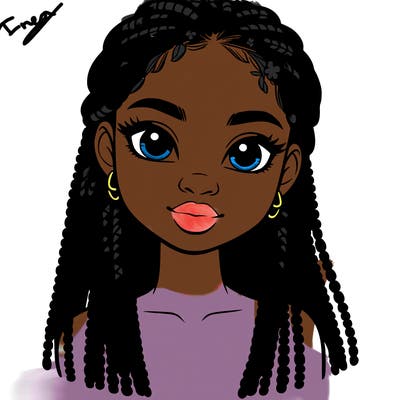 a realistic black girl with braids
