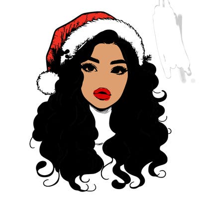 realistic christmas girl with wavy hair and lips