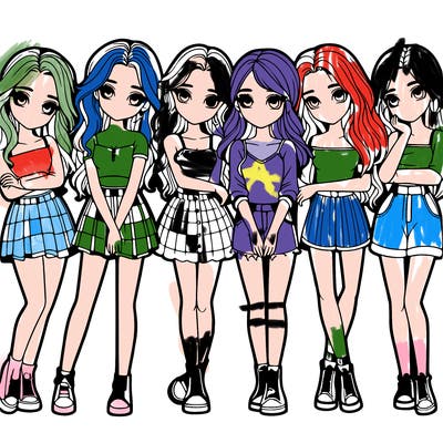 a group of girls realistic