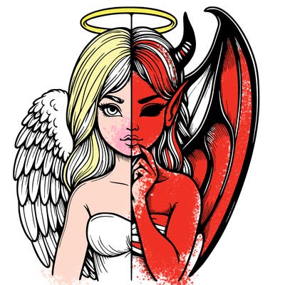 realistic angel half demon