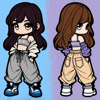 girl in crop top and baggy pants