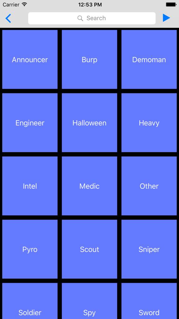 TF2 Soundboard - TF2 Soundboard app interface showing a grid of sound categories including Heavy and Medic