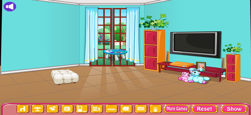 Decorate the House - A colorful cartoon living room scene in the Decorate the House interior design app