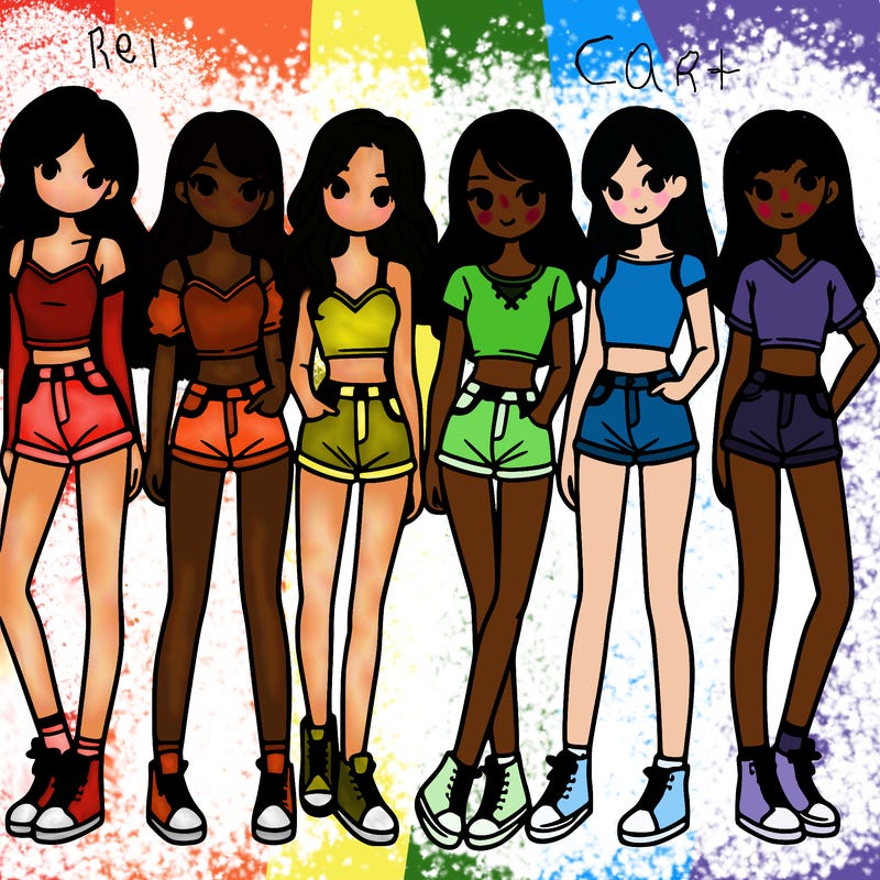 a group of girls wearing crop tops and shorts