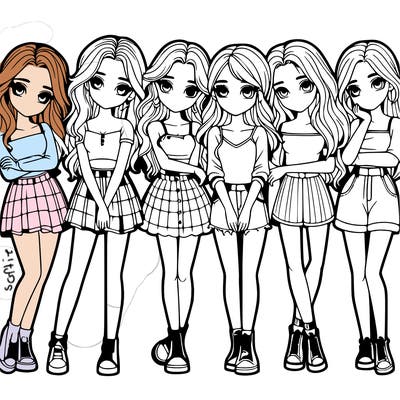 a group of girls realistic