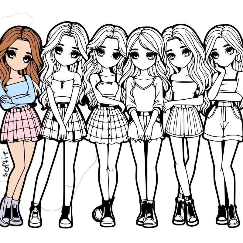 a group of girls realistic