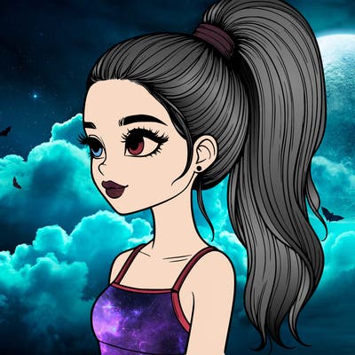 realistic girl with a high ponytail