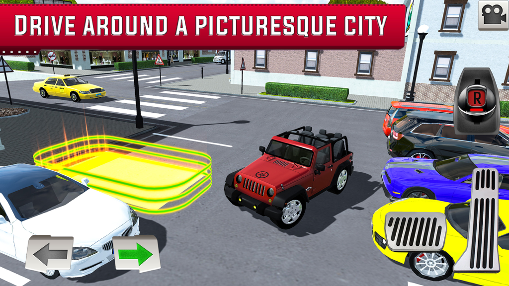 Crash City: Heavy Traffic Drive - A red 4x4 vehicle maneuvers through city traffic in the Crash City driving simulation game.