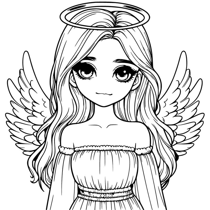 realistic girl with wings and a halo
