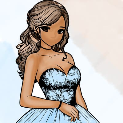 realistic girl in prom dress