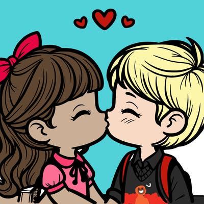 boy and girl kissing