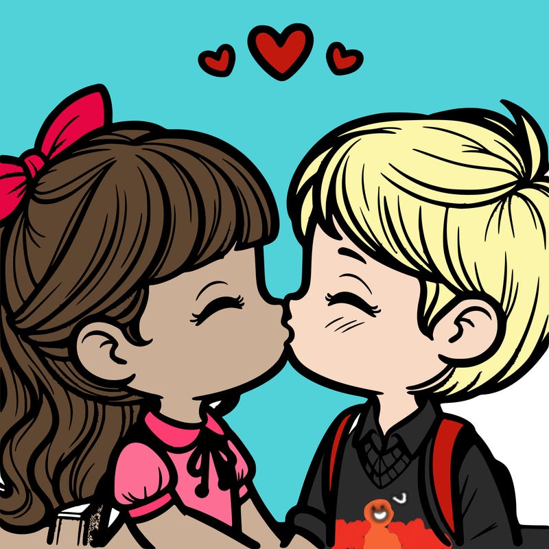 boy and girl kissing