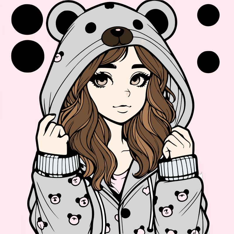 realistic girl in a animal pjs hoodie