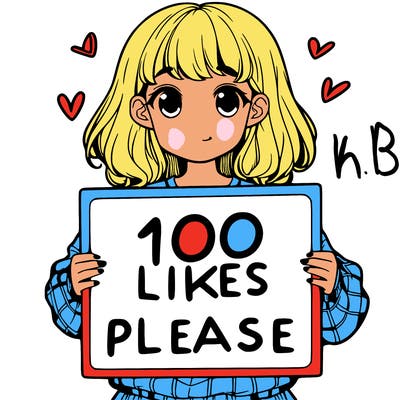 a girl holding a sign saying 100 likes please