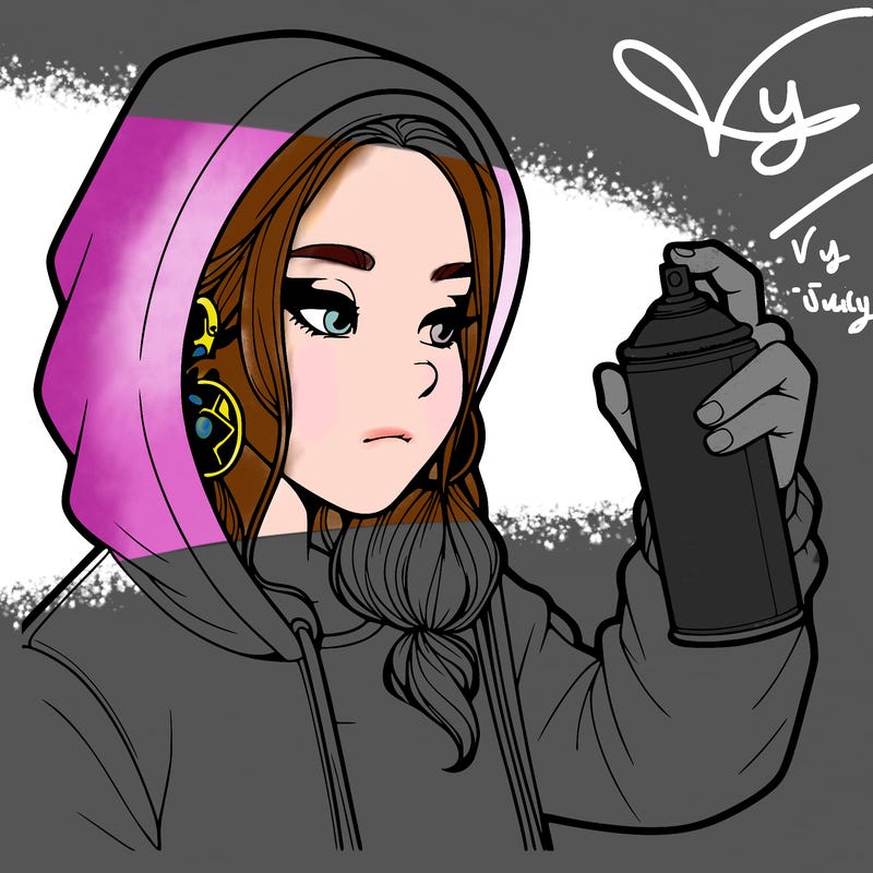 a realistic girl, spray painting