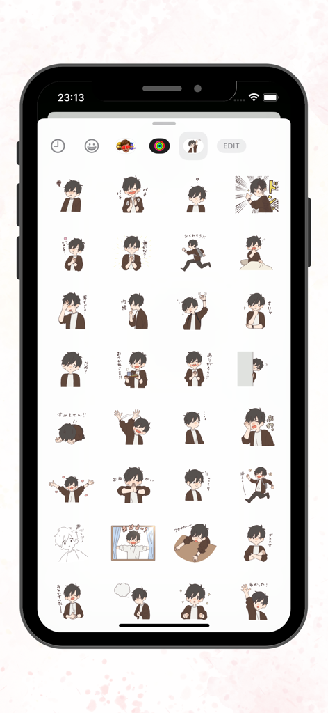 Daily Boy Moments - A collection of cute anime boy stickers showing various expressions and daily activities for messaging.