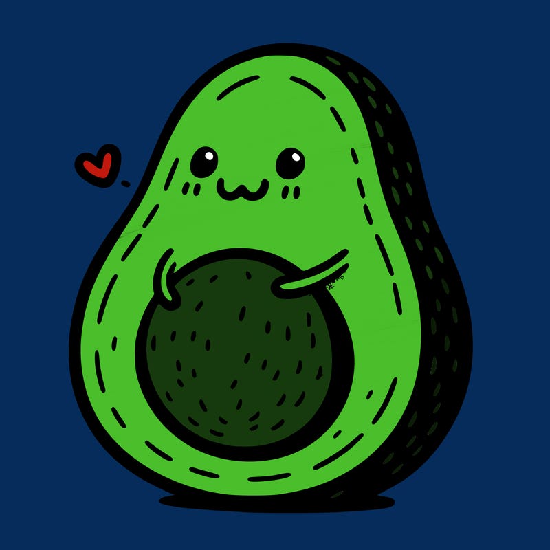 an avocado hugging an avocado