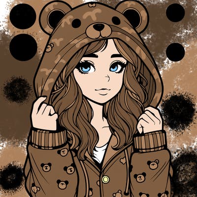 realistic girl in a animal pjs hoodie