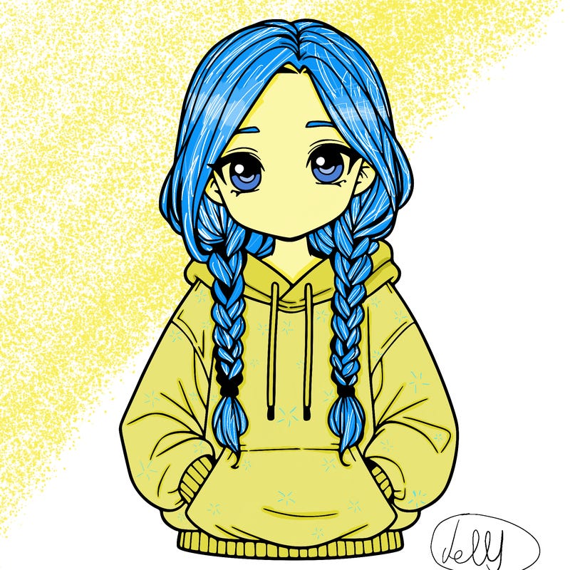a realistic girl with a oversized hoodie and she has braids