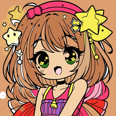 cute anime girl with star accessories