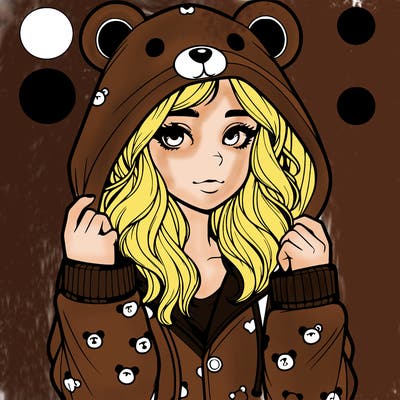 realistic girl in a animal pjs hoodie