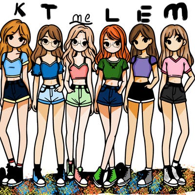 a group of girls wearing crop tops and shorts