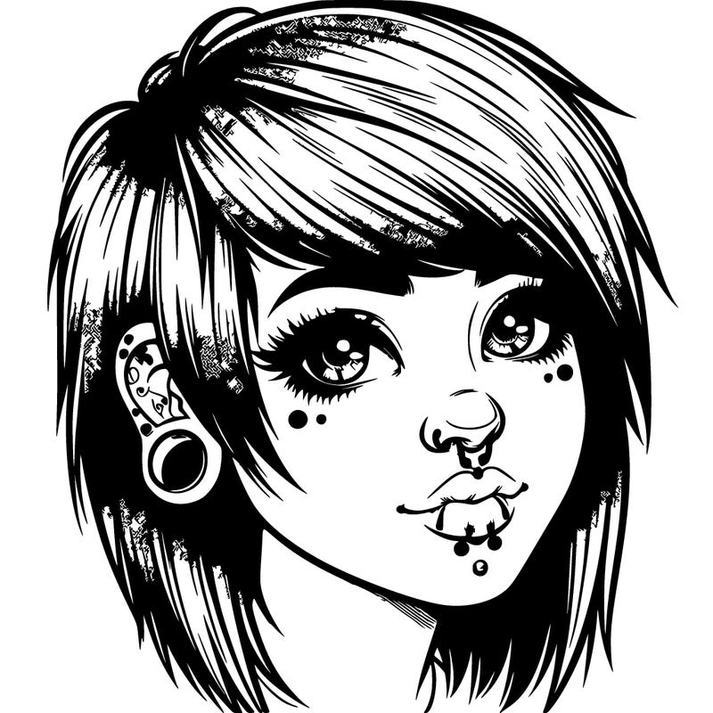 realistic emo girl with piercings