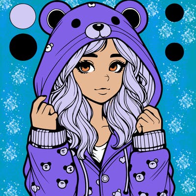 realistic girl in a animal pjs hoodie