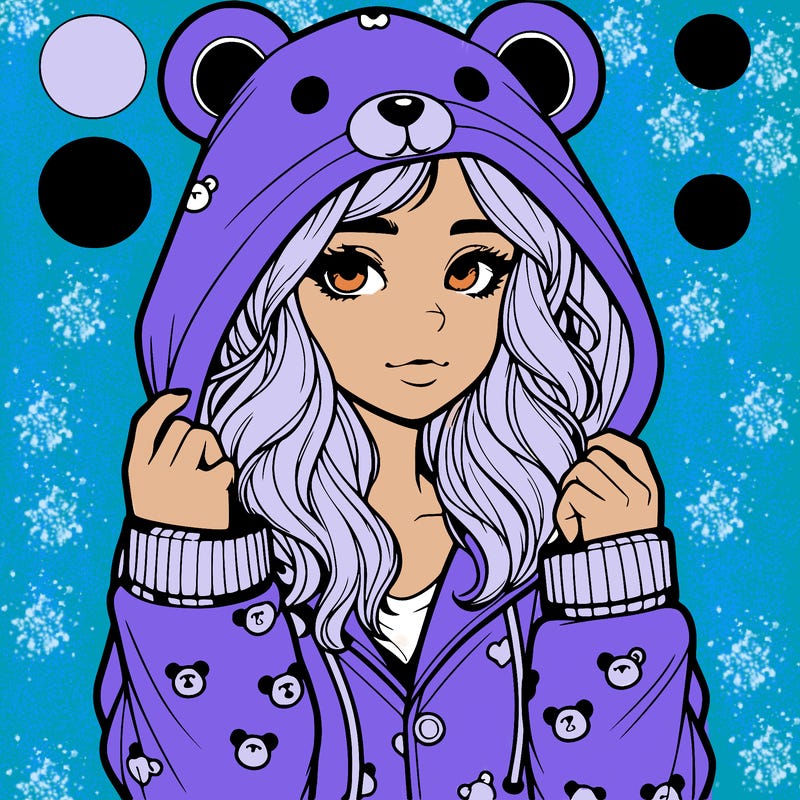realistic girl in a animal pjs hoodie