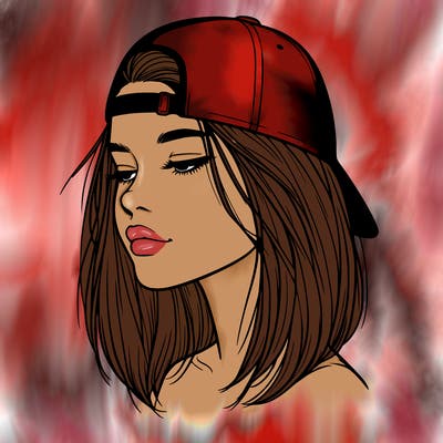 realistic  girl with a backwards hat
