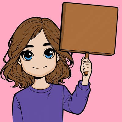 realistic girl holding up a sign