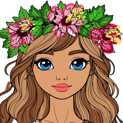 realistic girl with fall leaf crown
