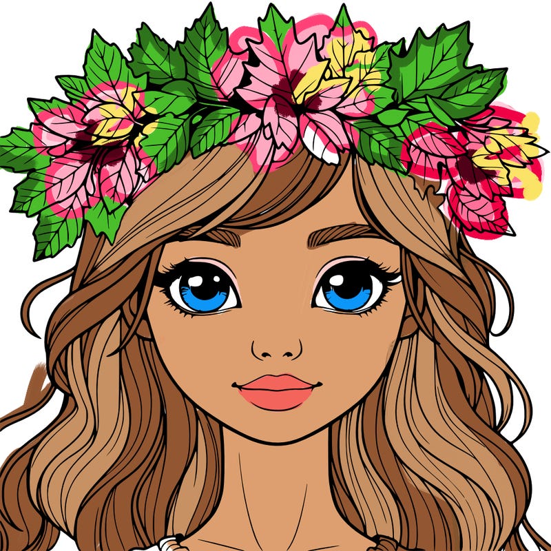 realistic girl with fall leaf crown