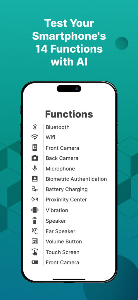 Remobie Check - List of 14 smartphone hardware functions tested by Remobie Check app
