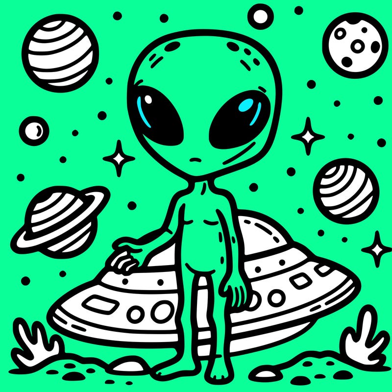 alien with spaceship