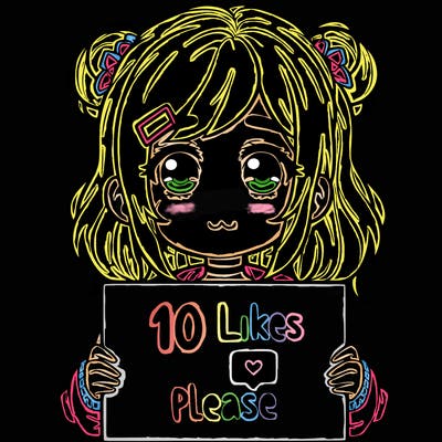 a girl with a sign saying 10 likes please