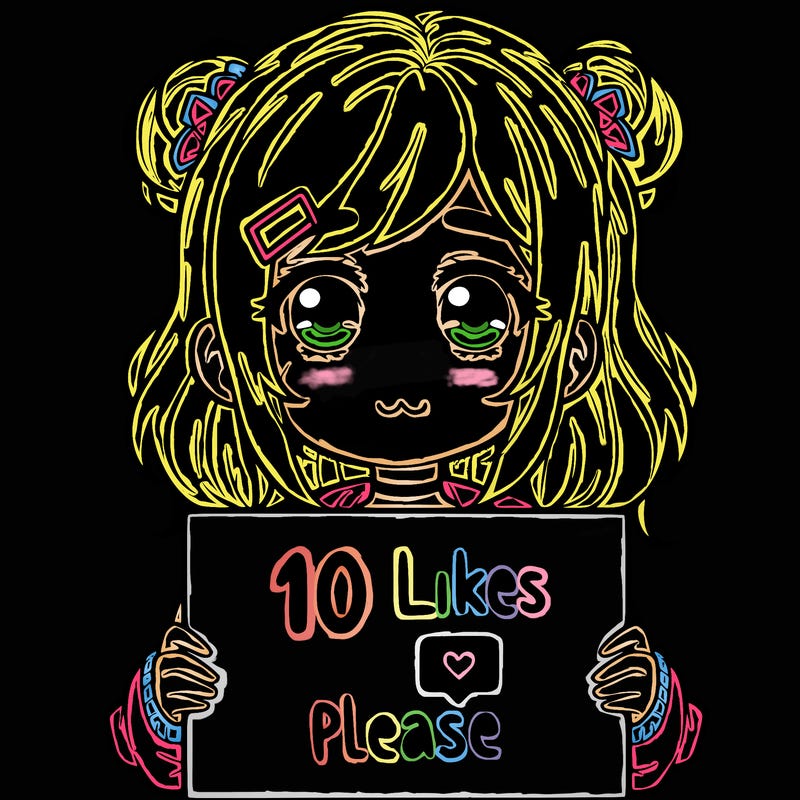 a girl with a sign saying 10 likes please