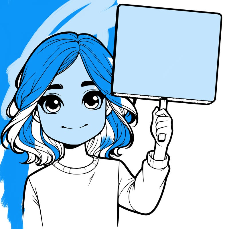 realistic girl holding up a sign