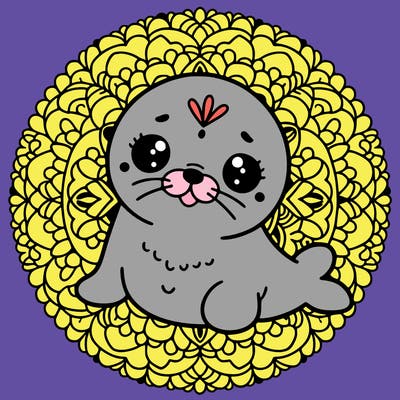 a cute baby seal mandala