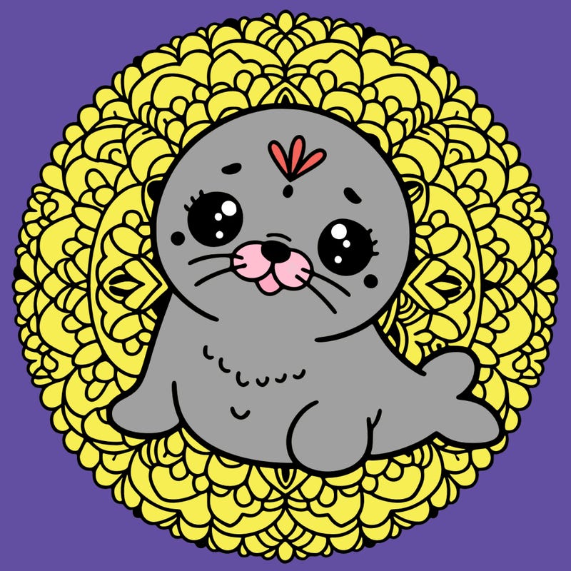 a cute baby seal mandala
