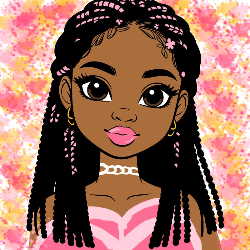 a realistic black girl with braids