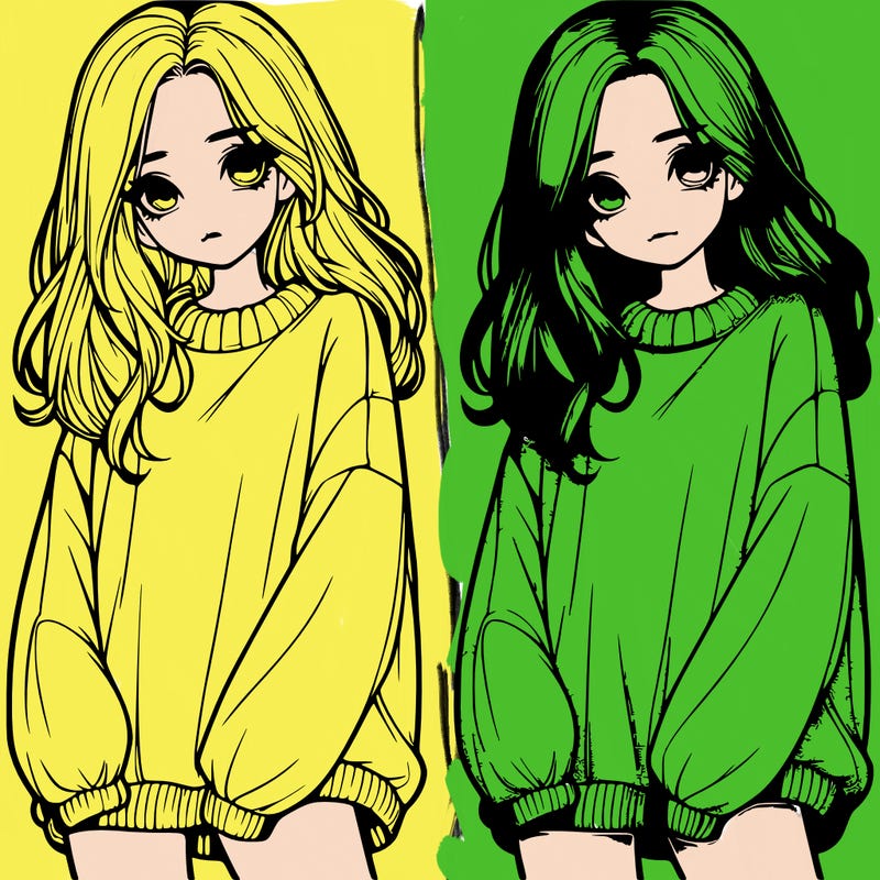 realistic girl with baggy sweater