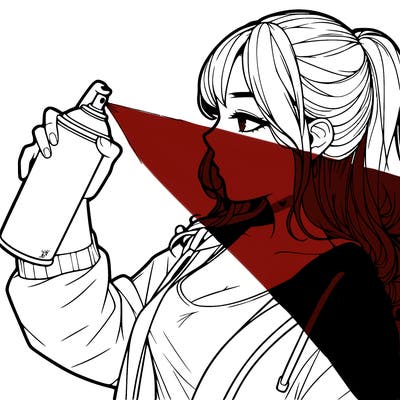 a realistic girl spray, painting