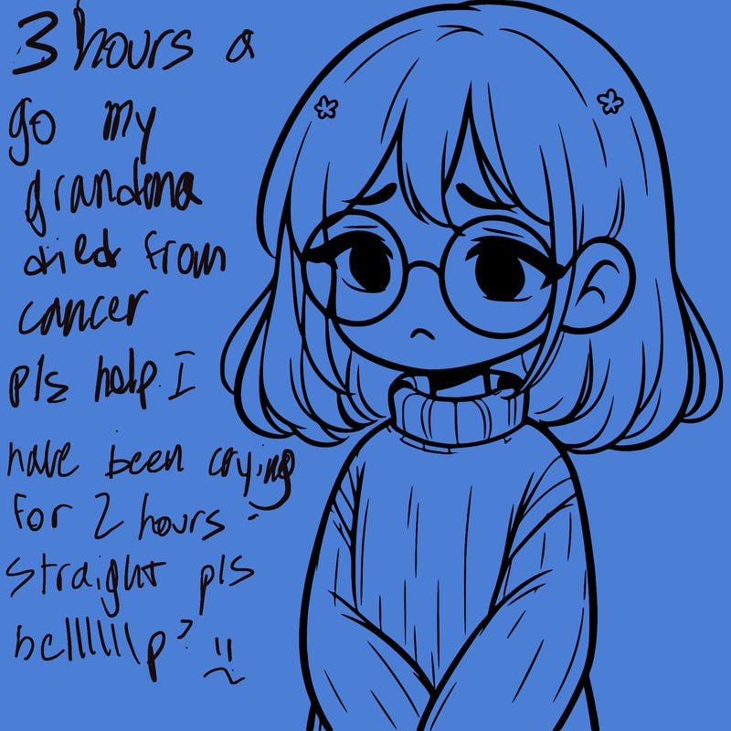 sad girl with glasses in a sweater