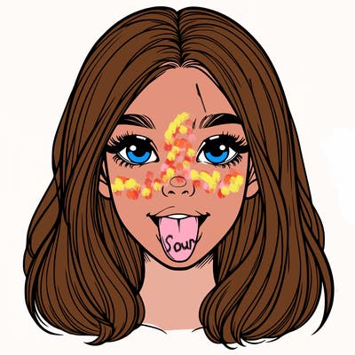 realistic girl with her tongue out