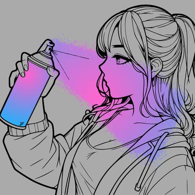 a realistic girl spray, painting