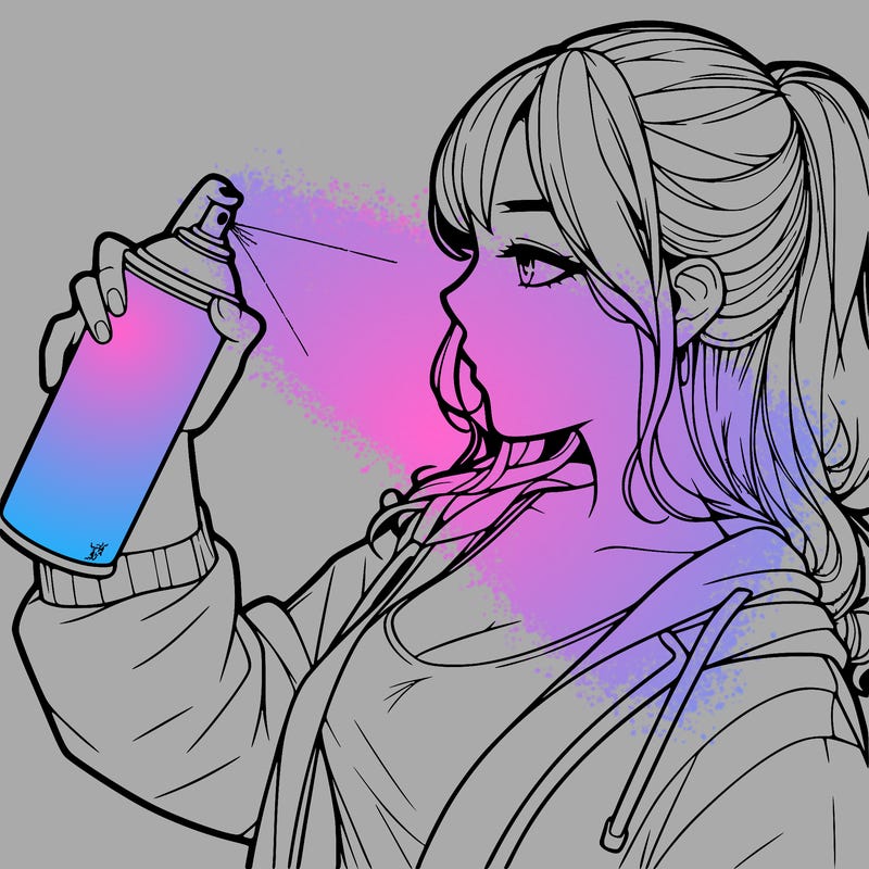 a realistic girl spray, painting